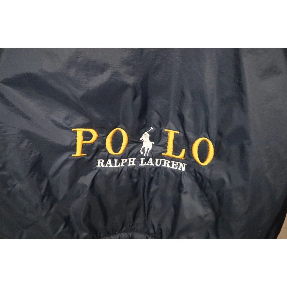 Polo Ralph Lauren Vintage Navy Sherpa Lined Hooded Jacket XL Embroidered Logo